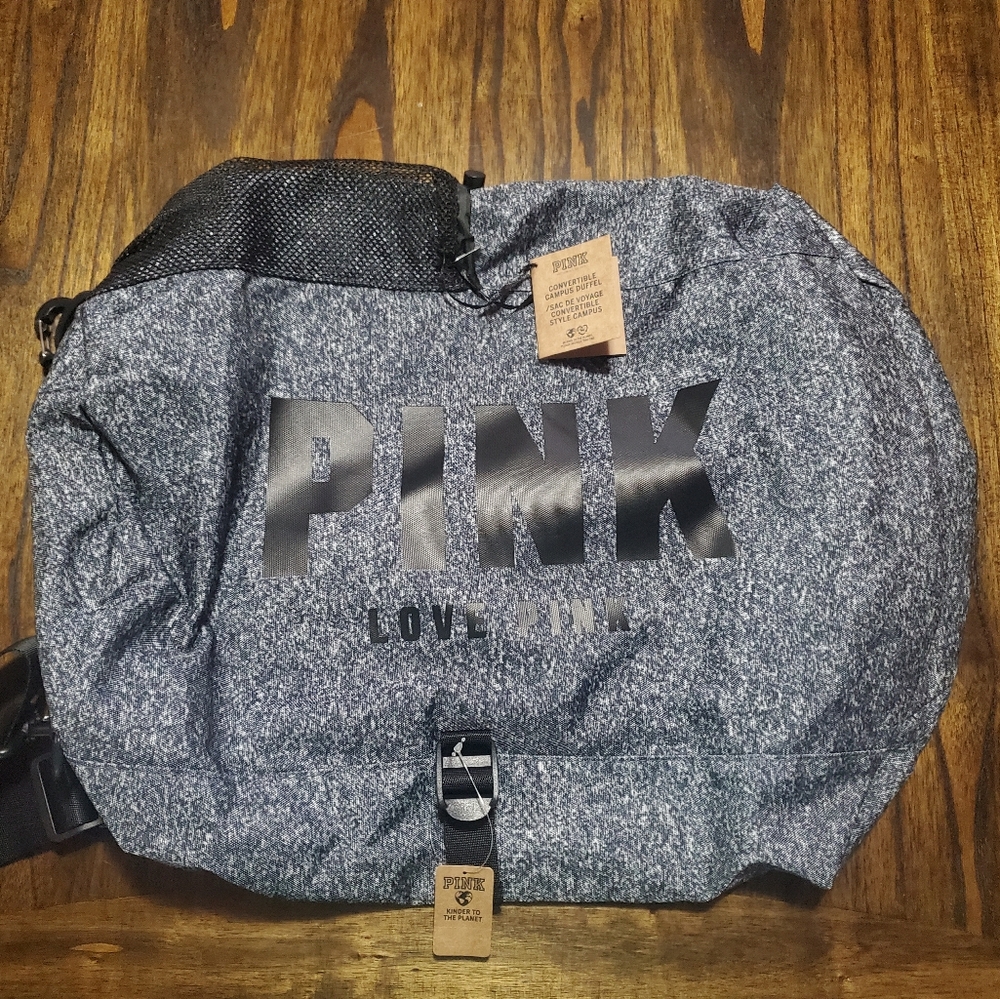 Pink Campus Duffel- Black and Gray Duffel Bag/Backpack